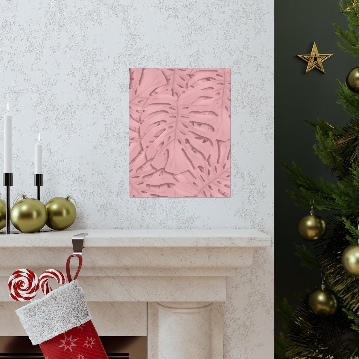 Soft Pink Monstera Botanical Print – Unframed Wall Art