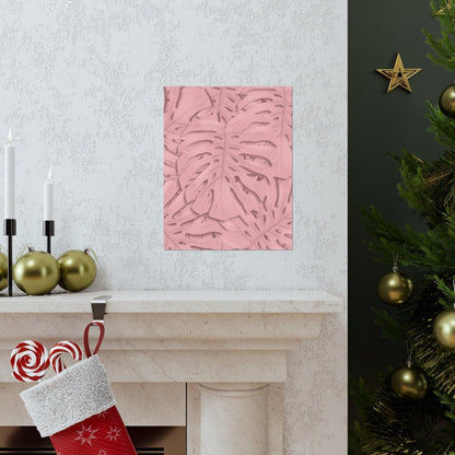 Soft Pink Monstera Botanical Print – Unframed Wall Art