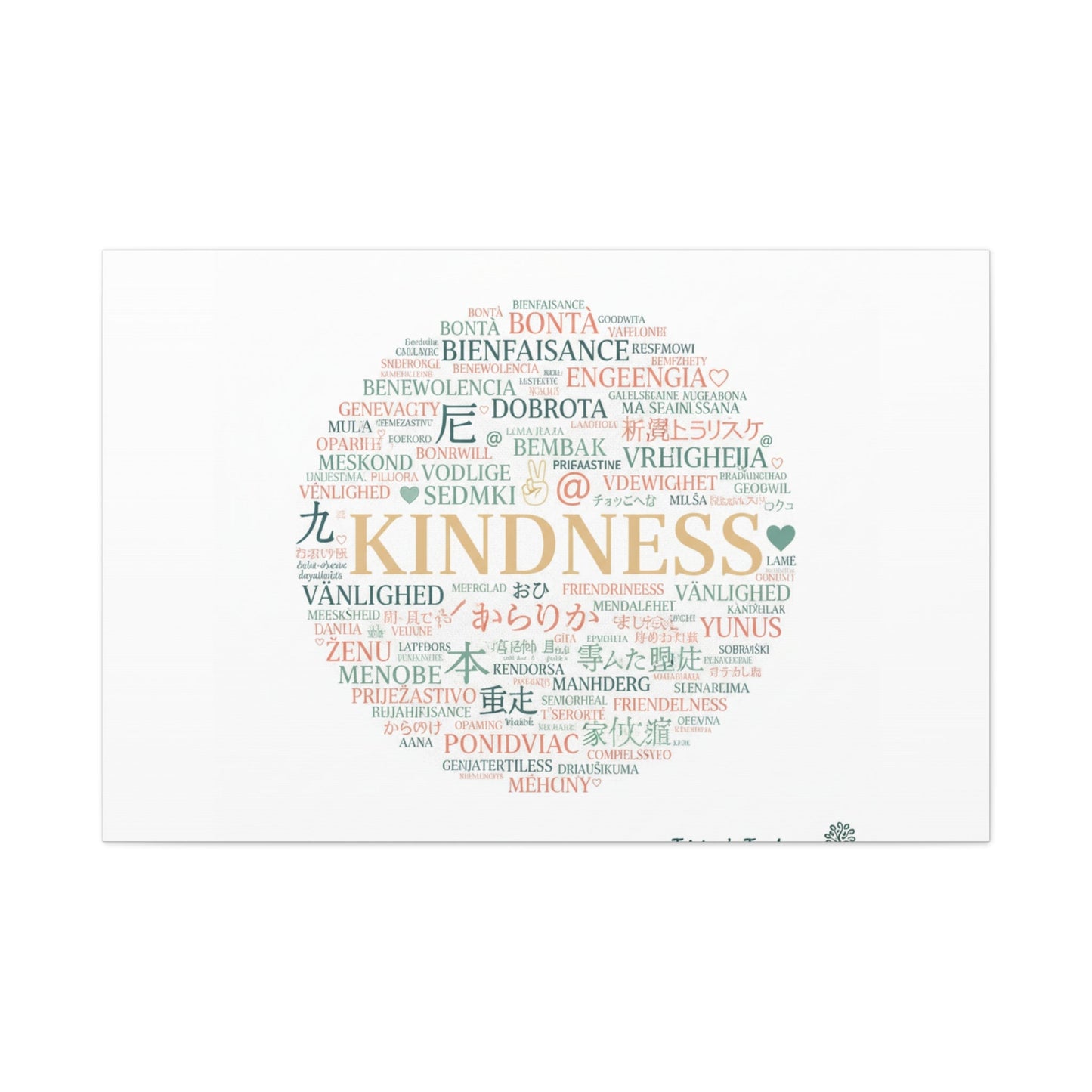 Kindness Word Cloud Canvas | Fresh Start Minimalist Wall Art