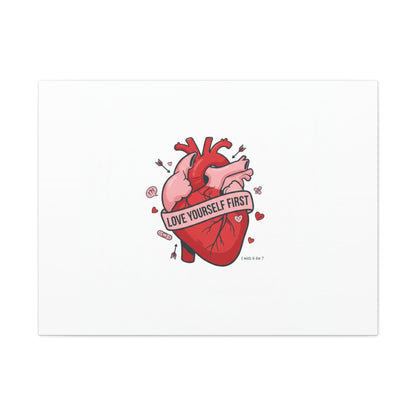 Love Yourself First Canvas, Hearts-with-a-Twist, Anti-Valentine Art