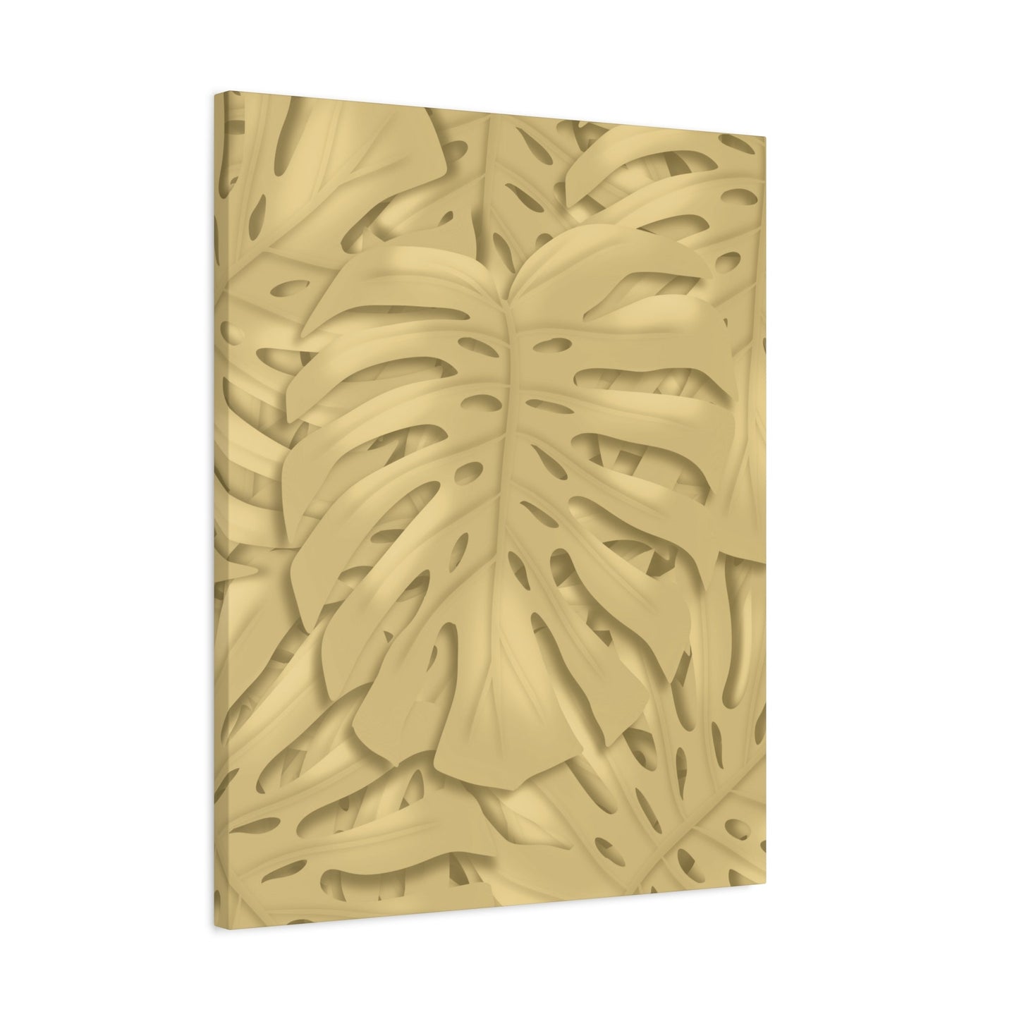 Golden Monstera Canvas Print – Botanical Wall Art