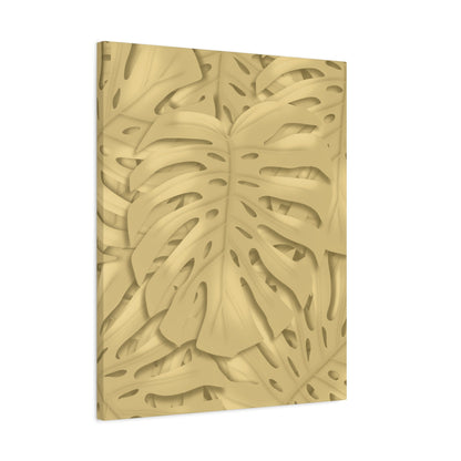 Golden Monstera Canvas Print – Botanical Wall Art