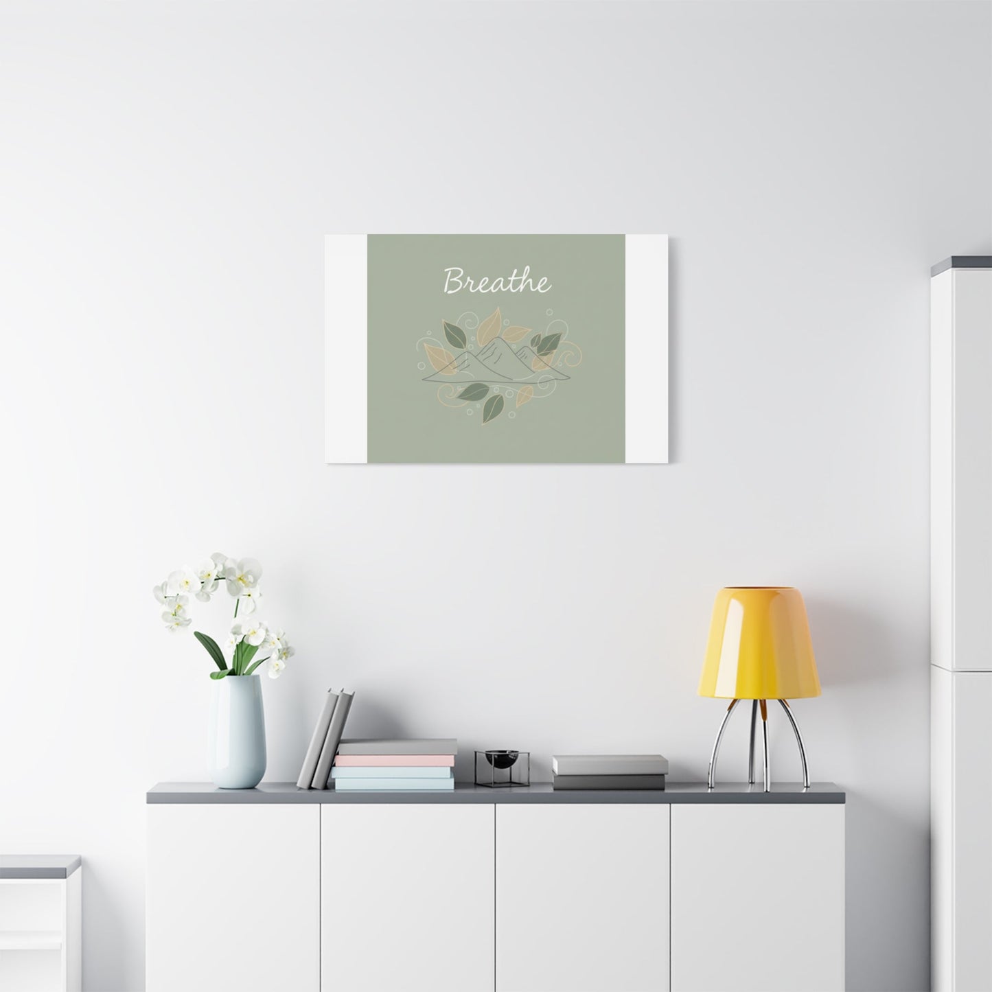 Breathe Mountain Line Canvas | Nature Symbols, Minimal Forest Wall Art