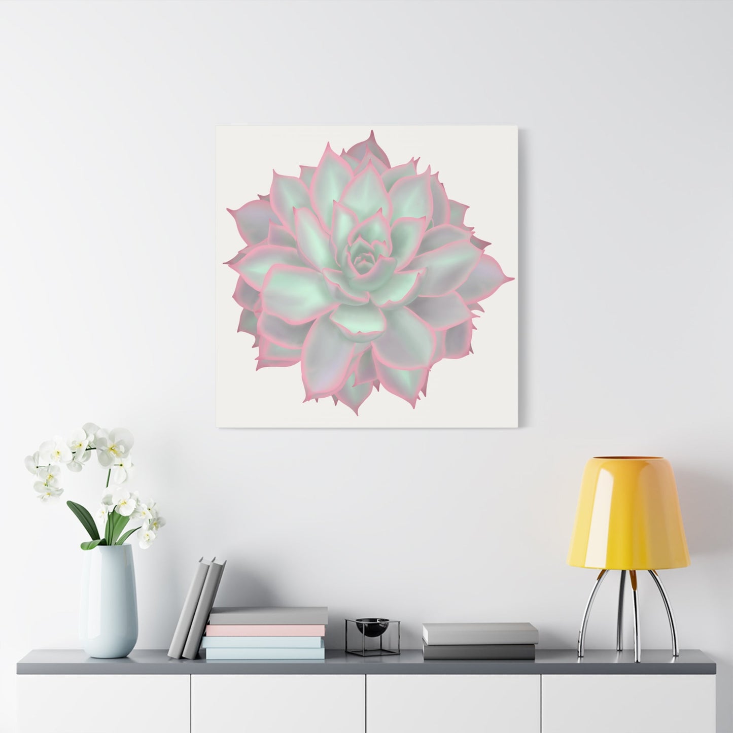 Echeveria Violet Queen Succulent Canvas Print – Botanical Wall Art