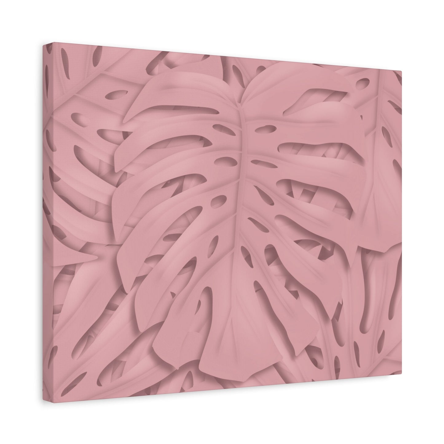 Soft Pink Monstera Canvas Print – Botanical Wall Art