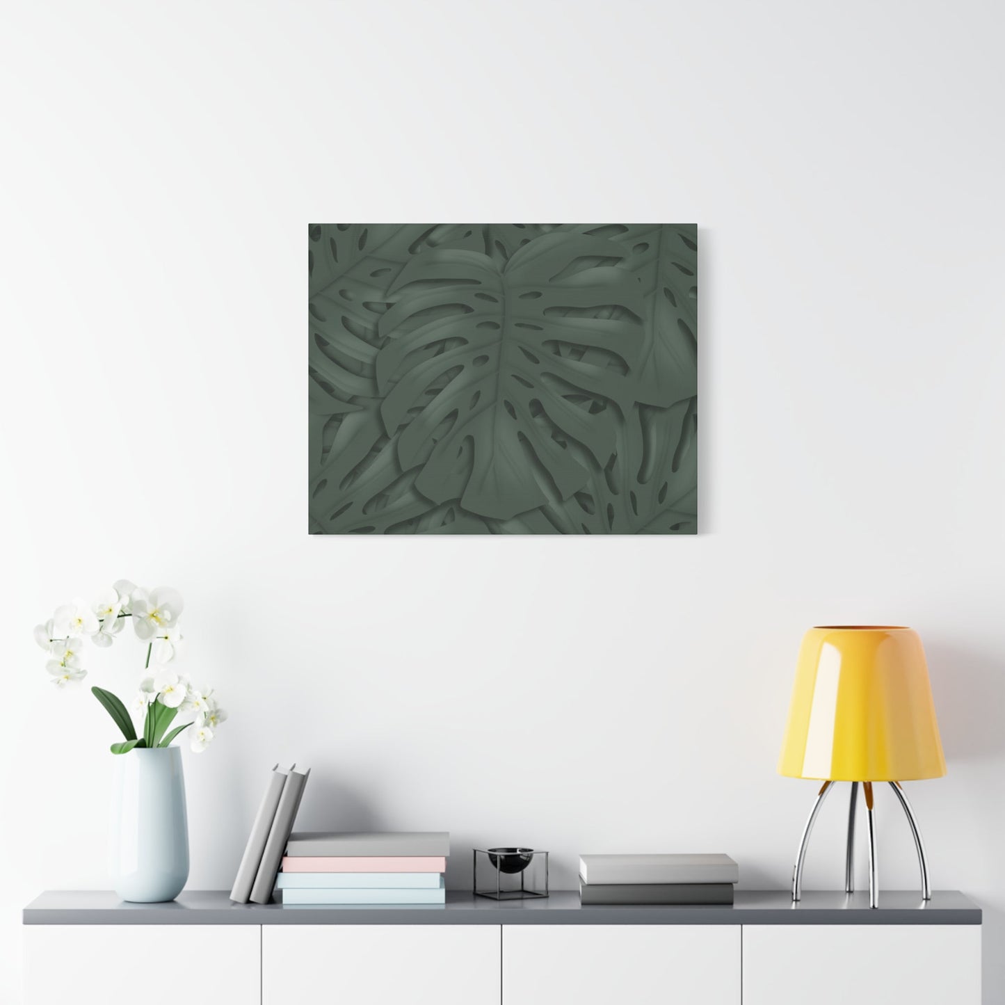 Deep Green Monstera Canvas Print – Botanical Wall Art