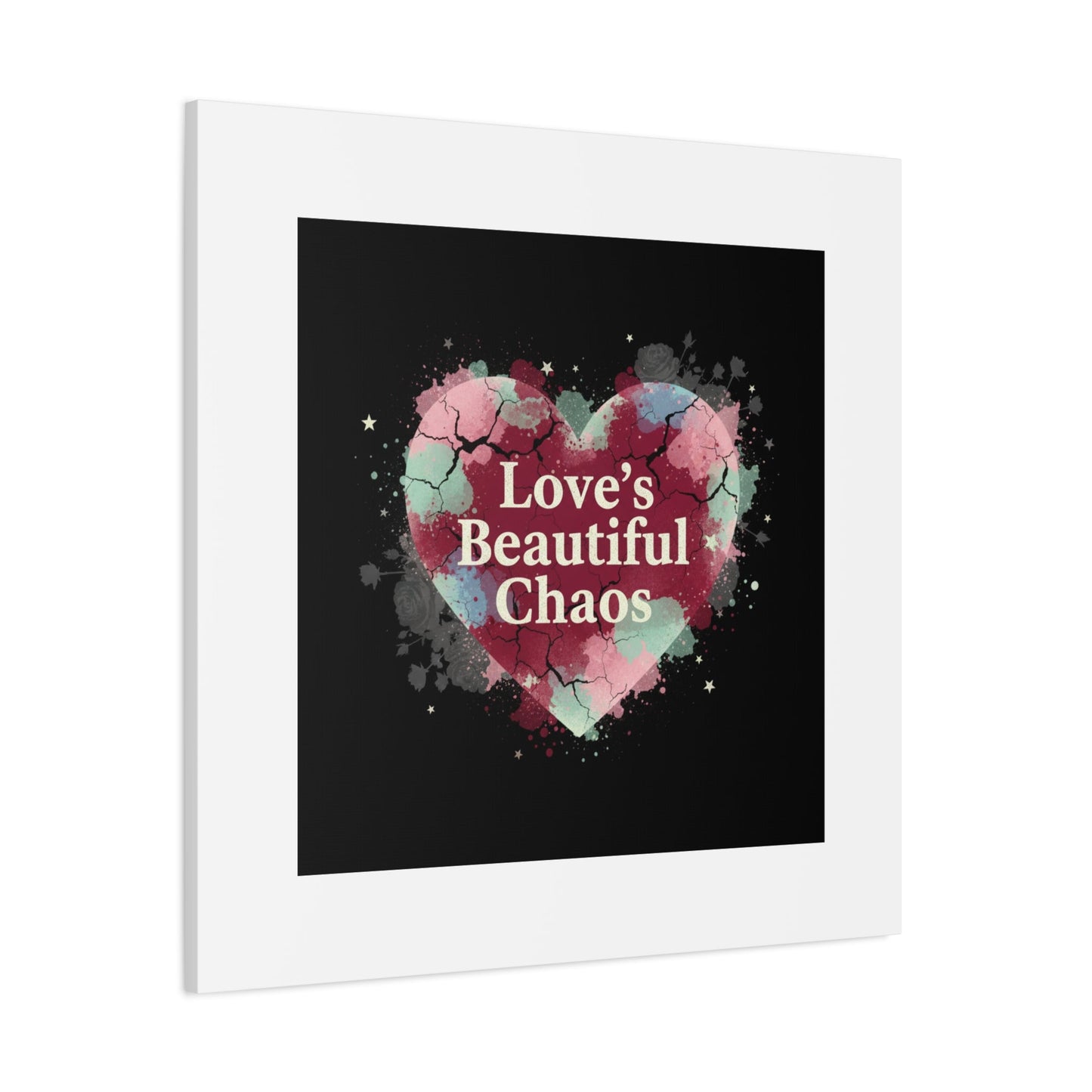 Love's Beautiful Chaos Canvas Print | Soft Grunge Hearts, Distressed Heart Art
