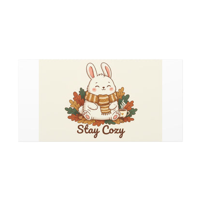 Cozy Bunny Illustration Canvas | Cute Critter Winter Forest Art