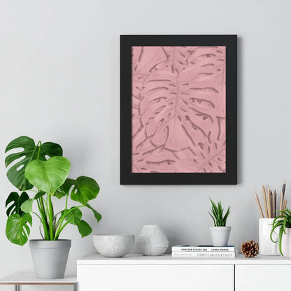 Soft Pink Monstera Framed Print – Botanical Wall Art
