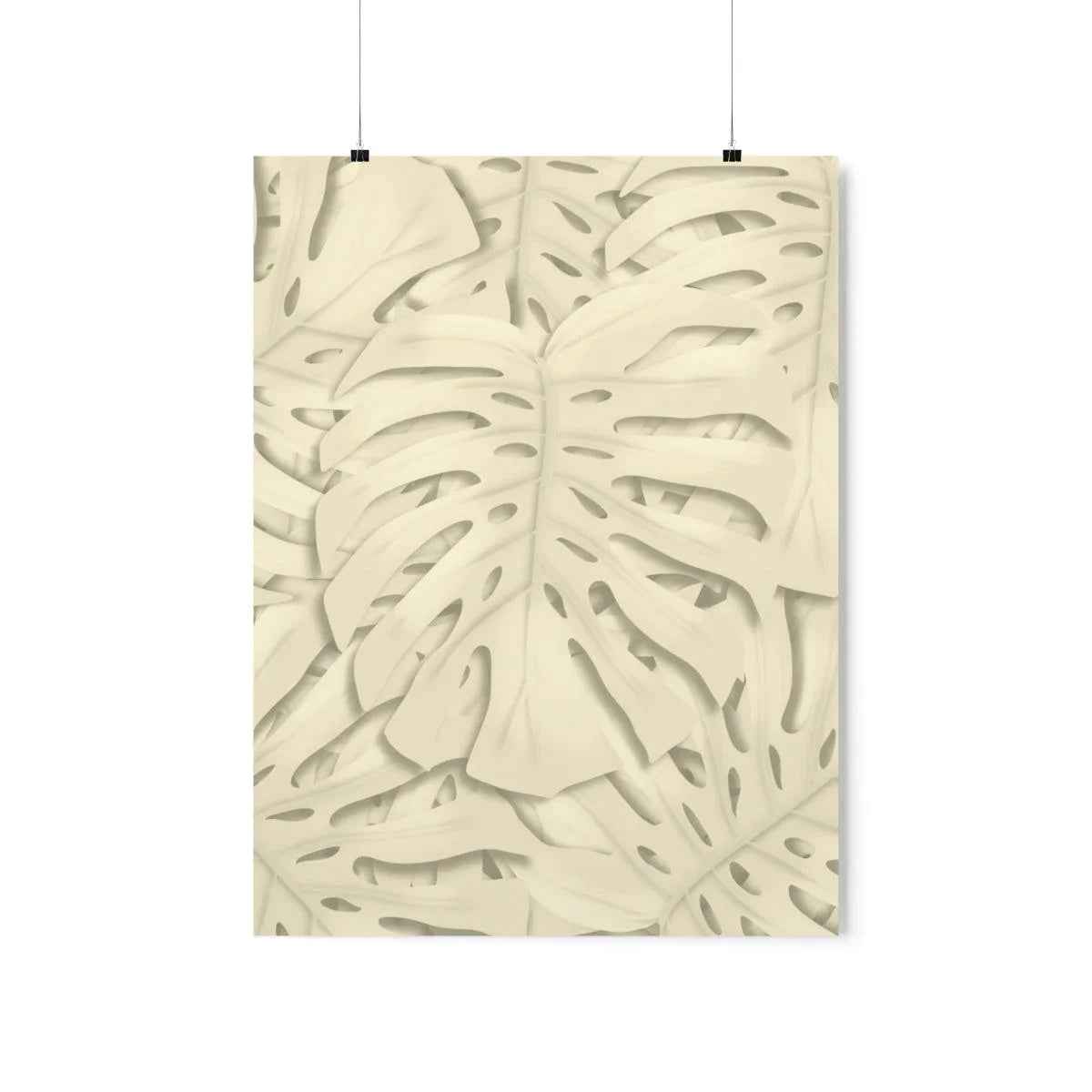 Beige Monstera Botanical Print – Unframed Wall Art