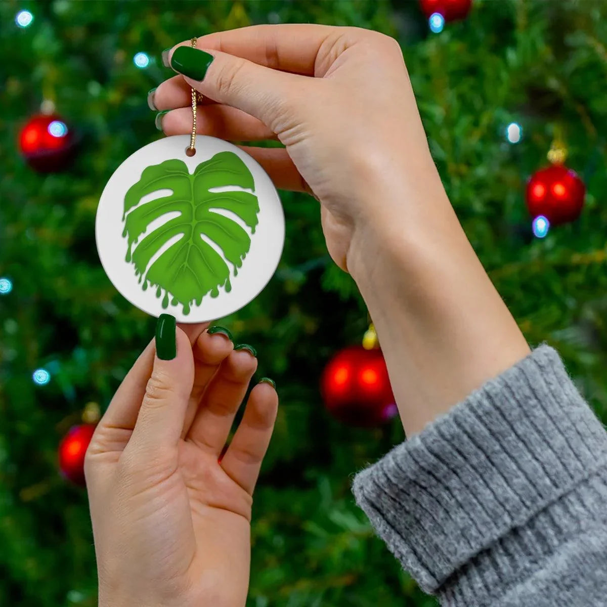 Melting Monstera Ceramic Ornament