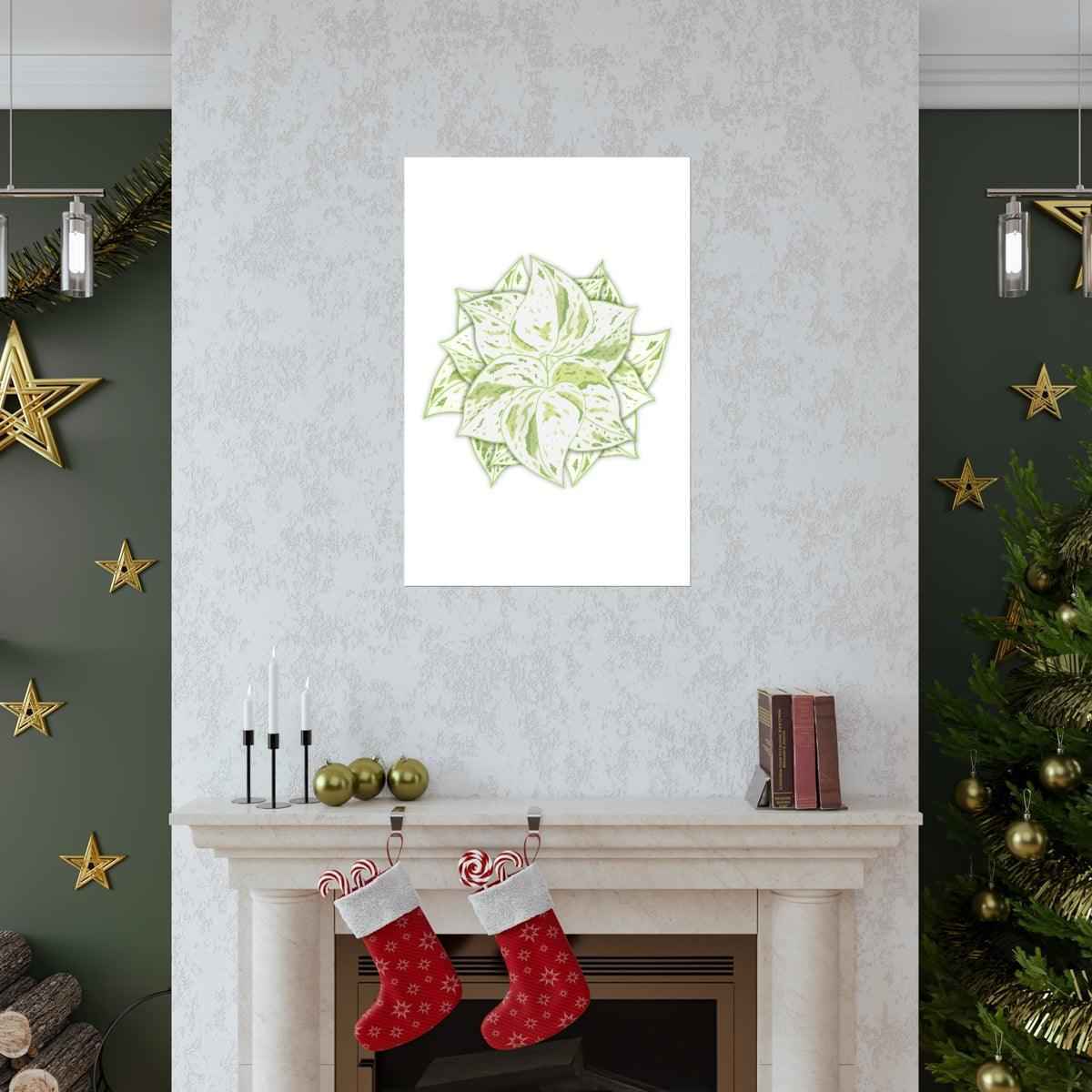 Snow Queen Pothos Botanical Print – Unframed Wall Art