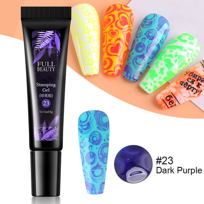 Nail Art Fluorescent Printing Glue, Nail Template Transfer Glue Hose Set