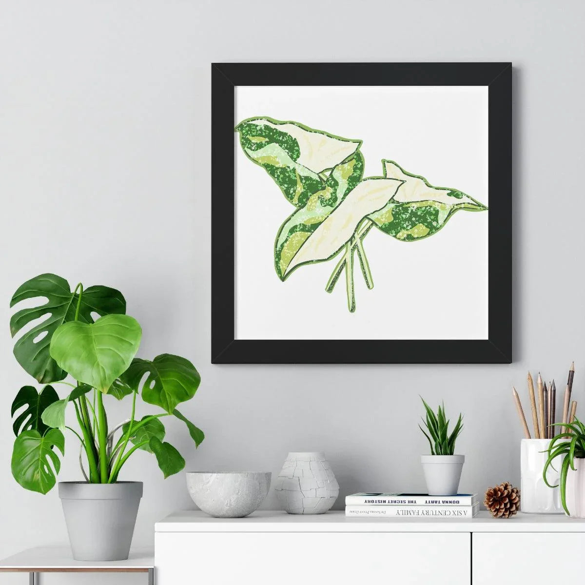 Marble Syngonium Framed Print – Botanical Wall Art