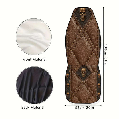 2pcs Brown Skull Car Seat Covers Suitable for Front Seats, High Back Design, Material, Suitable for Cars, SUVs and Trucks, Women's Car Accessories, Christmas Eve Scares, Halloween, Special Promotion Clearance.