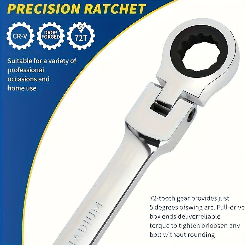 2/10pcs Heavy-duty Industrial 72-tooth Socket Wrenches, Fixed Head and Ratchet Mechanical Tools, 2-in-1 Open and Box Wrenches, Cr-V Structure, Auto Repair, DIY, Professional Tool Kit (compatible with 6&8mm)