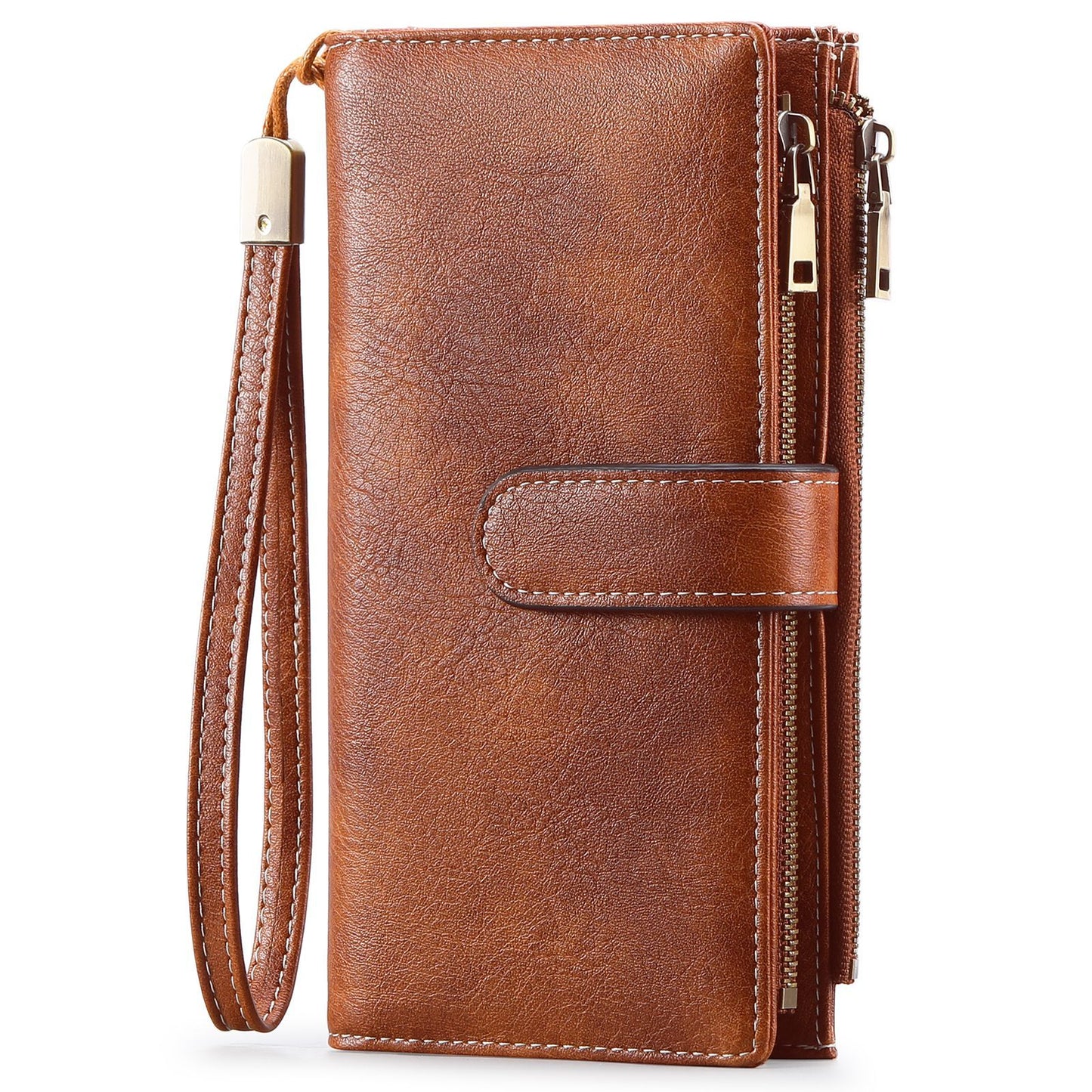 RFID Blocking Vintage Tri-fold Wallet - Multi-functional Oil Wax Leather Purse