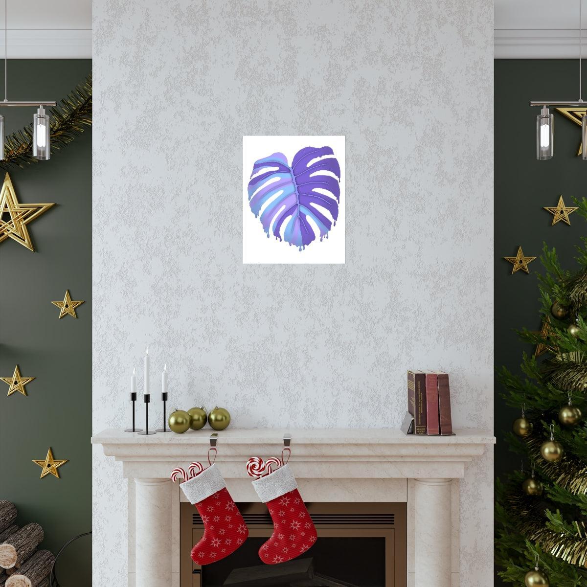 Purple Melting Monstera Botanical Print – Unframed Wall Art