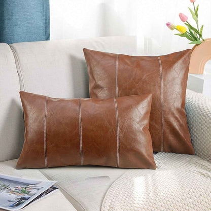 American Minimalist Pillowcase Stitching PU Leather Stitching Pillow Cover