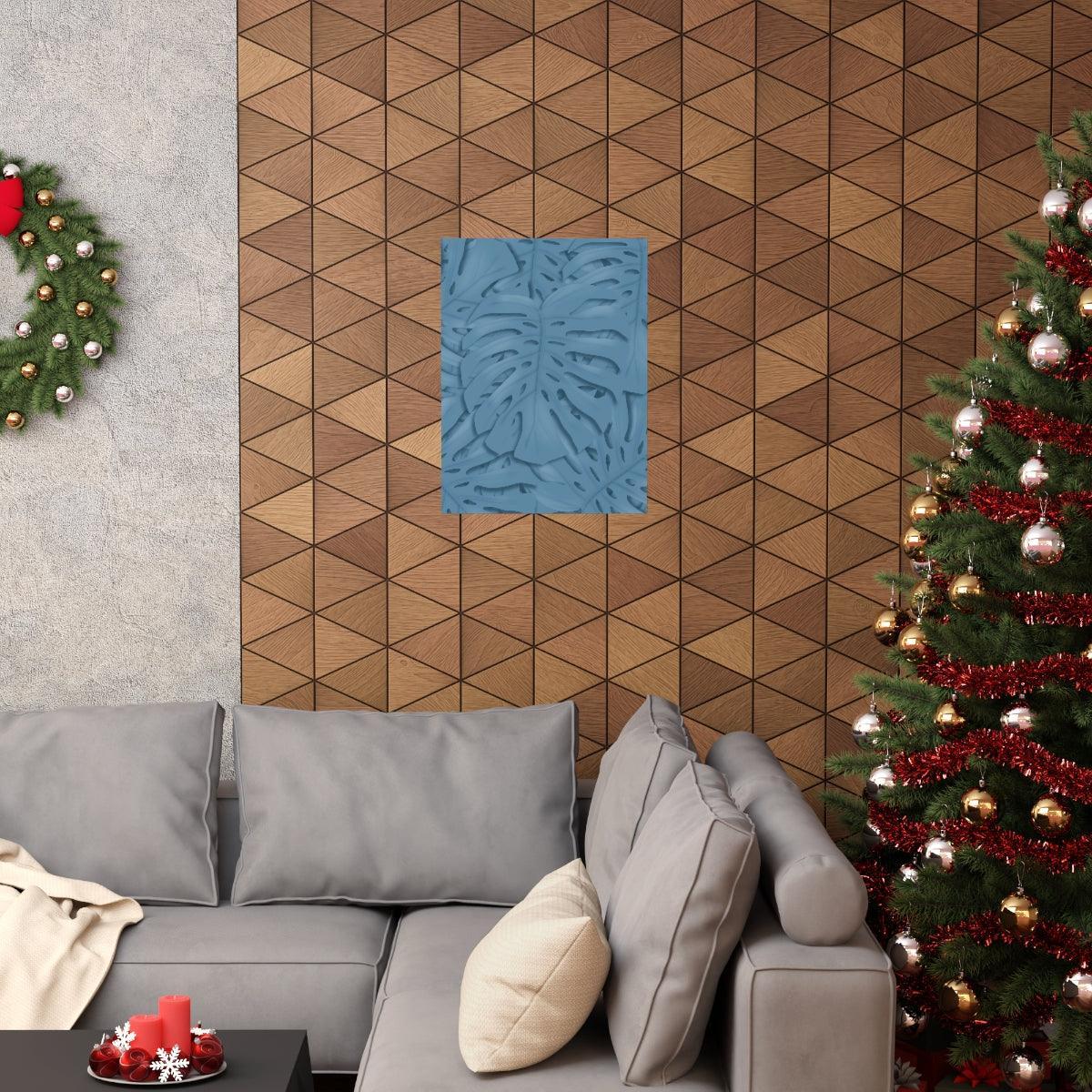 Cerulean Monstera Botanical Print – Unframed Wall Art