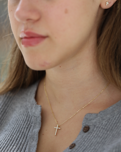 Pave Cross Necklace