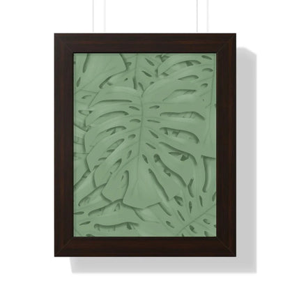 Sage Green Monstera Framed Print – Botanical Wall Art