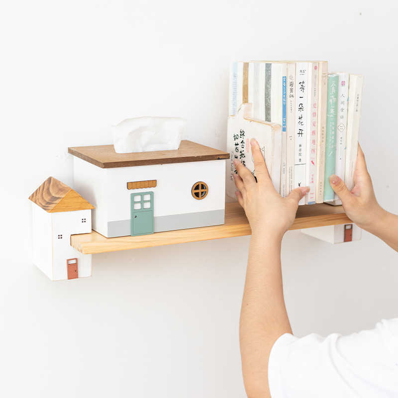 Log Hanging Bracket Flat Partition Wall Shelf