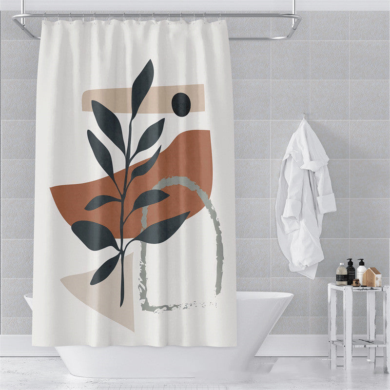 Morandi Abstract Art Shower Curtain - Luxury Waterproof Polyester Fabric with Muted Earth Tones for Modern Minimalist Decor