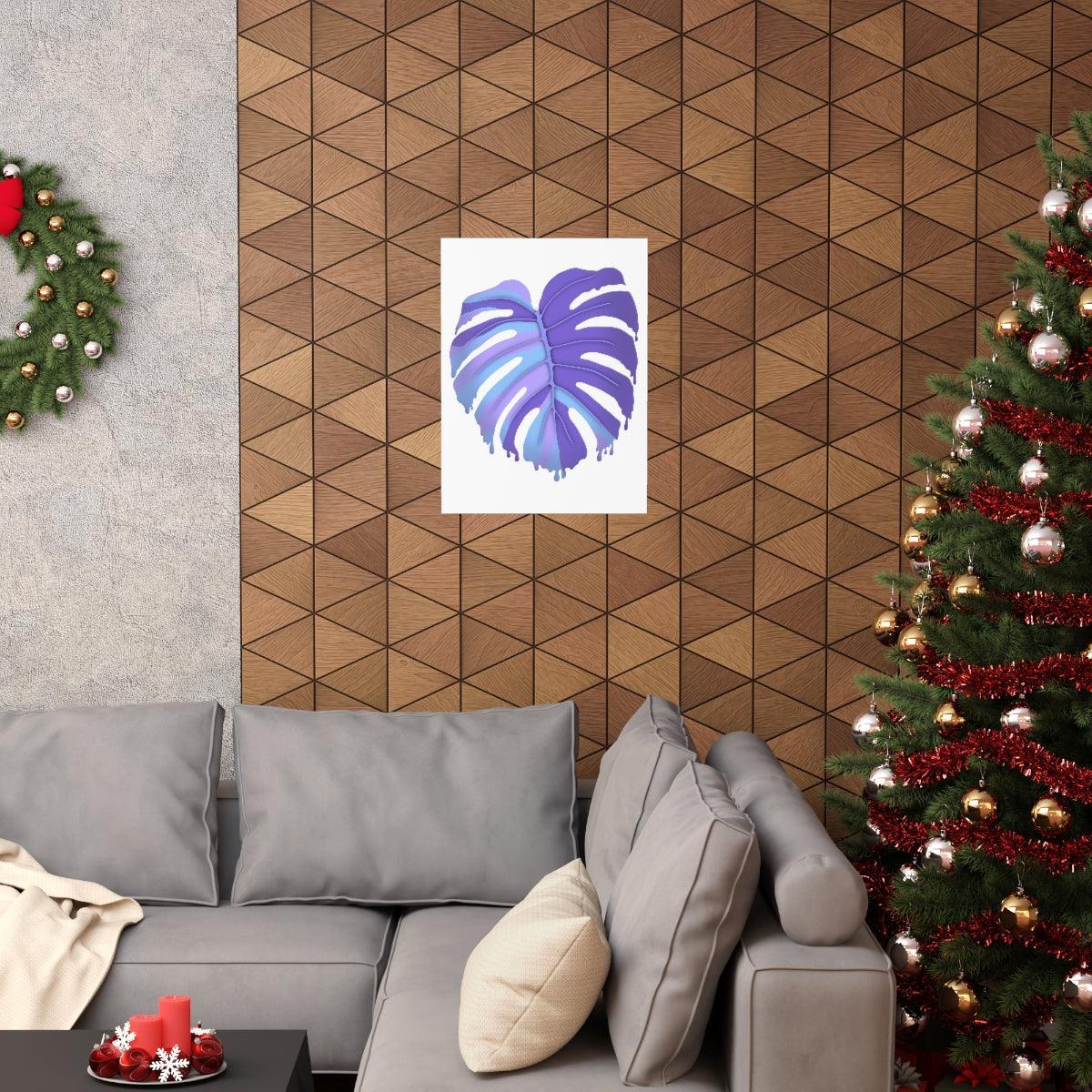 Purple Melting Monstera Botanical Print – Unframed Wall Art