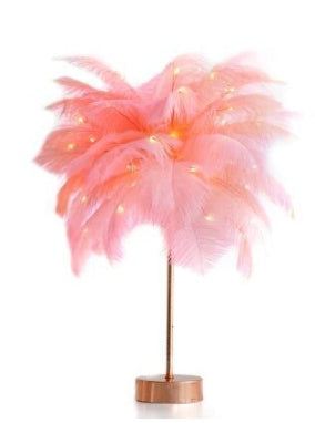 Nordic Feather Table Lamp w/ Remote Control - Dimmable LED Bedside Light