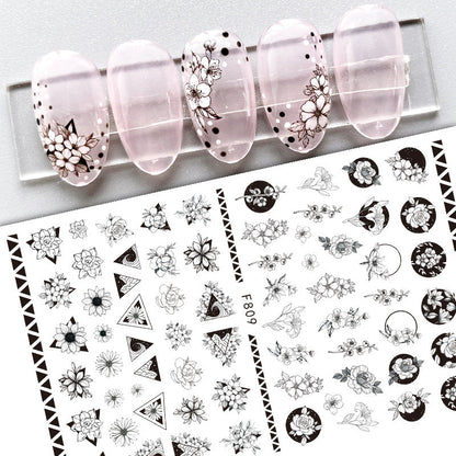 New Flower Nail Art Decal Plain Hand Painted