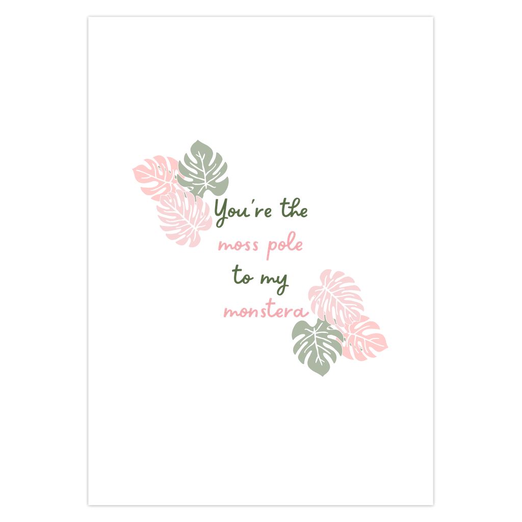 Monstera Valentine's Day Card – Botanical Design Blank Inside