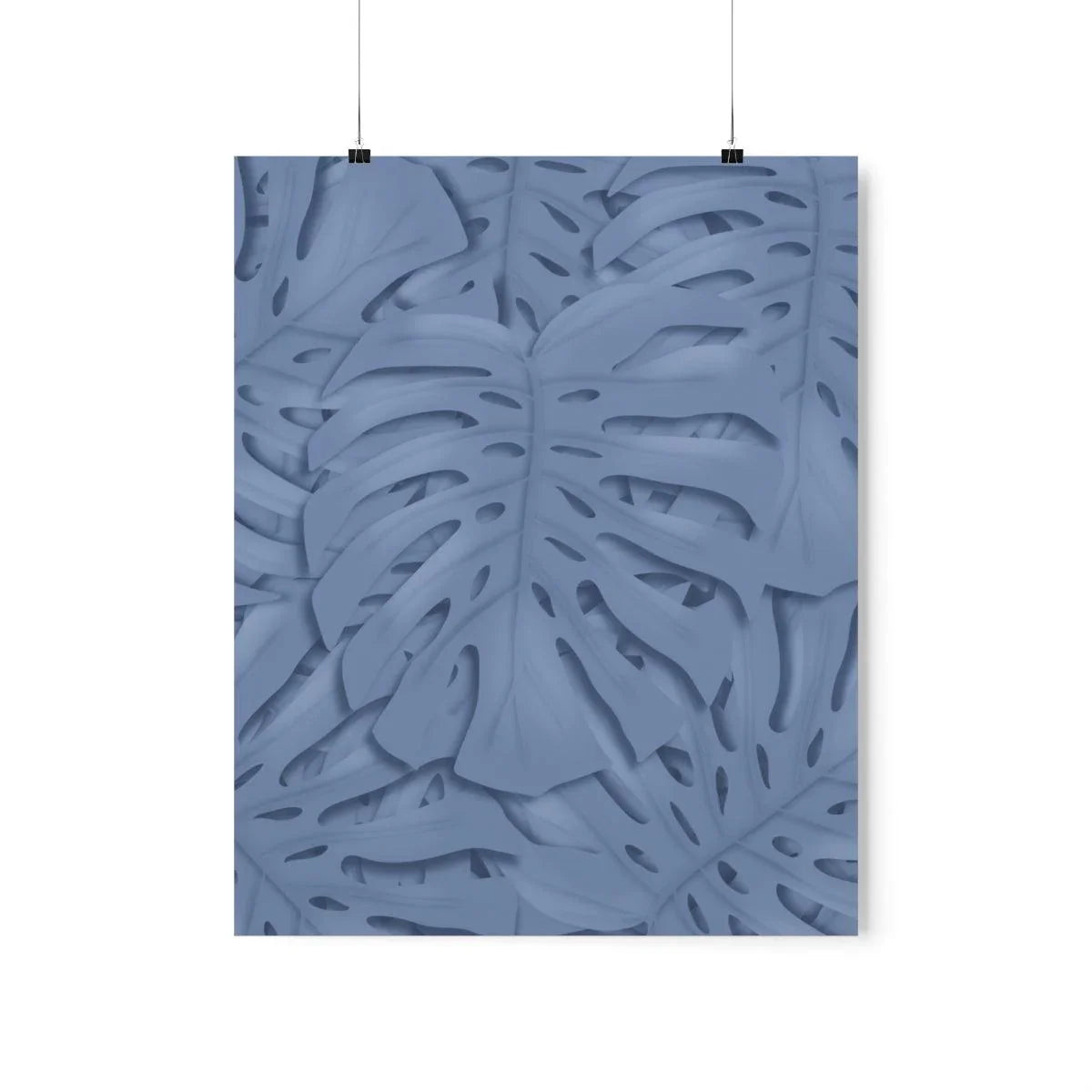 Blue Monstera Botanical Print – Unframed Wall Art