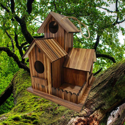 Wooden Bird House Weather Resistant Outdoor Hanging Birdhouse Large Nest for Hummingbird Garden Backyard Decoration