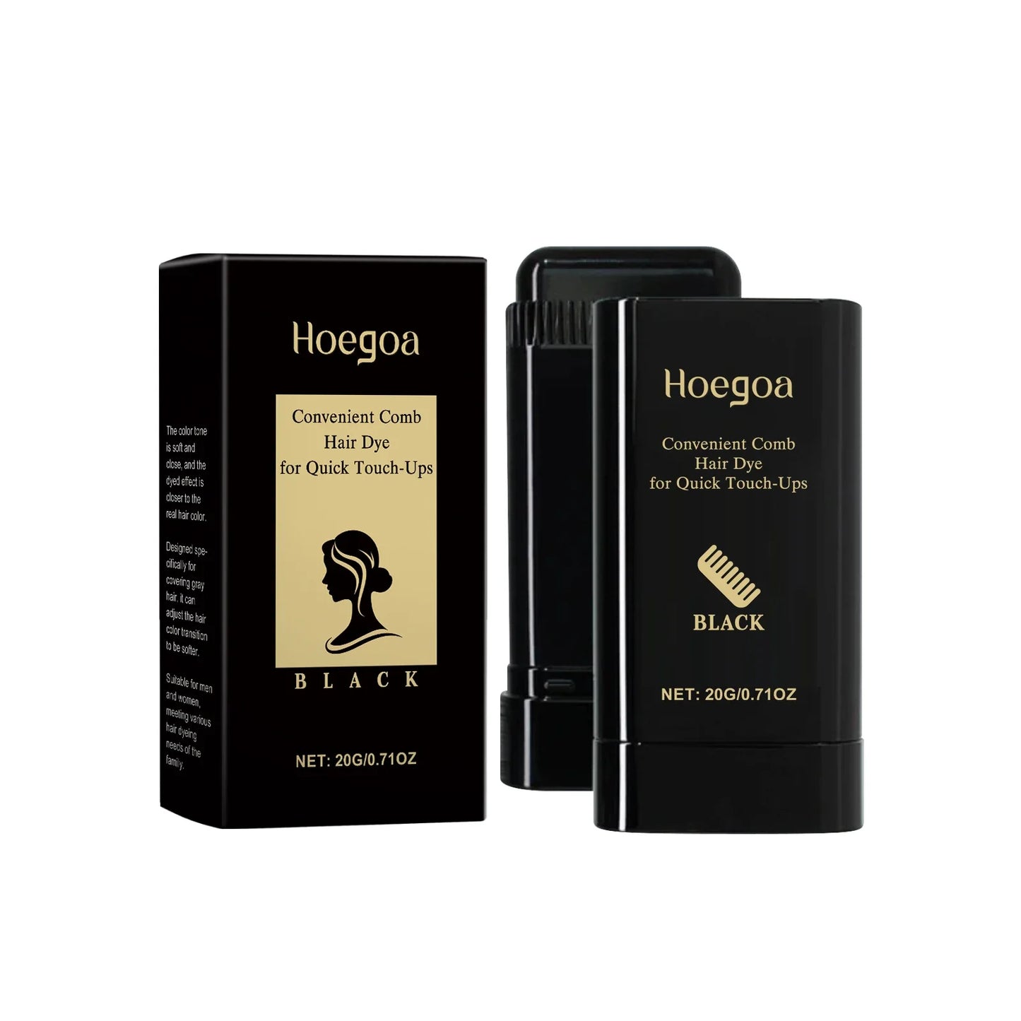 Hoegoa Hair Dyeing Stick Gentle Temporary Coloring Hair Non-irritating Scalp Quick Cover Gray Hairs Convenient Hair Dyeing Stick
