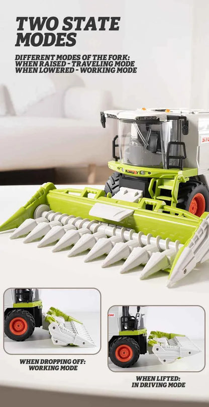 RC Farm Tractor Toy 2.4G Remote Control Combine Harvester Truck with Sounds Lights & Spray 1:24 High Simulation Toddlers Vehicle