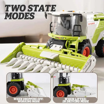 RC Farm Tractor Toy 2.4G Remote Control Combine Harvester Truck with Sounds Lights & Spray 1:24 High Simulation Toddlers Vehicle