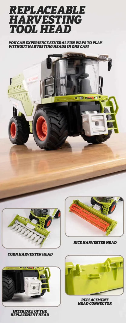 RC Farm Tractor Toy 2.4G Remote Control Combine Harvester Truck with Sounds Lights & Spray 1:24 High Simulation Toddlers Vehicle
