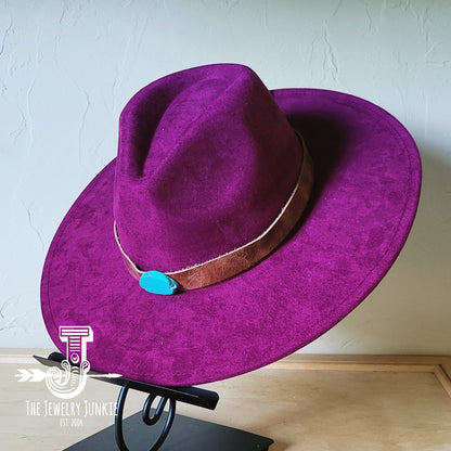 **Boho Western Felt Hat w/ Choice of Hatband- Plum 990b