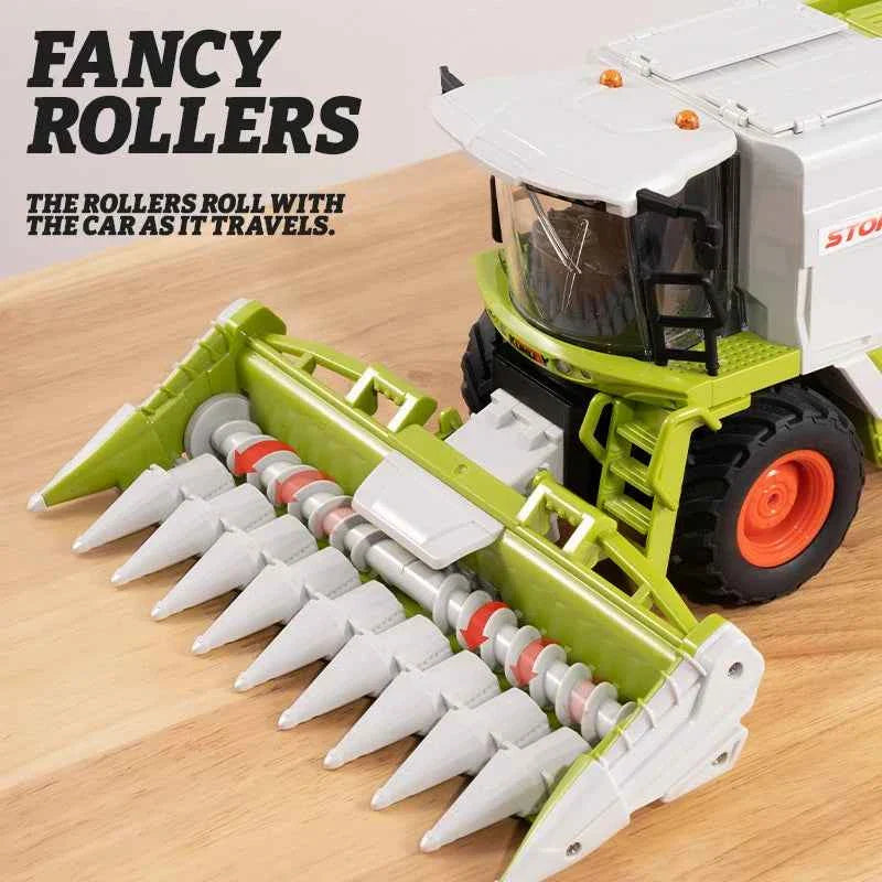RC Farm Tractor Toy 2.4G Remote Control Combine Harvester Truck with Sounds Lights & Spray 1:24 High Simulation Toddlers Vehicle