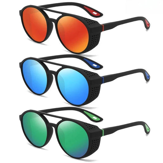 Round Polarized Sunglasses Steampunk Sun Glasses Sports Running Glasses for Fishing Driving for Men Women