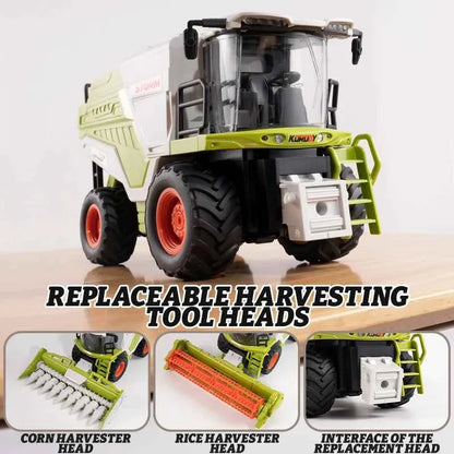 RC Farm Tractor Toy 2.4G Remote Control Combine Harvester Truck with Sounds Lights & Spray 1:24 High Simulation Toddlers Vehicle