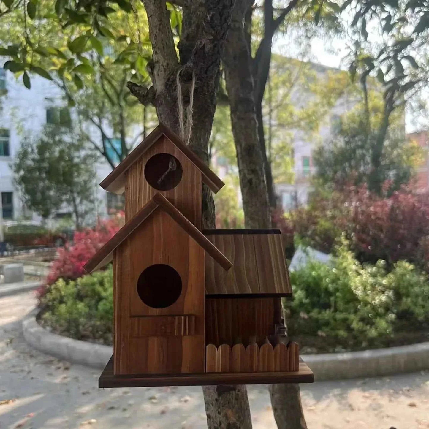 Wooden Bird House Weather Resistant Outdoor Hanging Birdhouse Large Nest for Hummingbird Garden Backyard Decoration