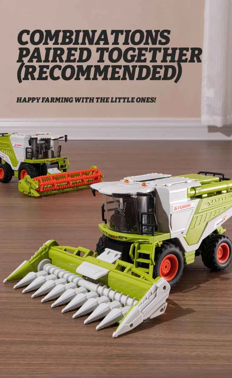 RC Farm Tractor Toy 2.4G Remote Control Combine Harvester Truck with Sounds Lights & Spray 1:24 High Simulation Toddlers Vehicle