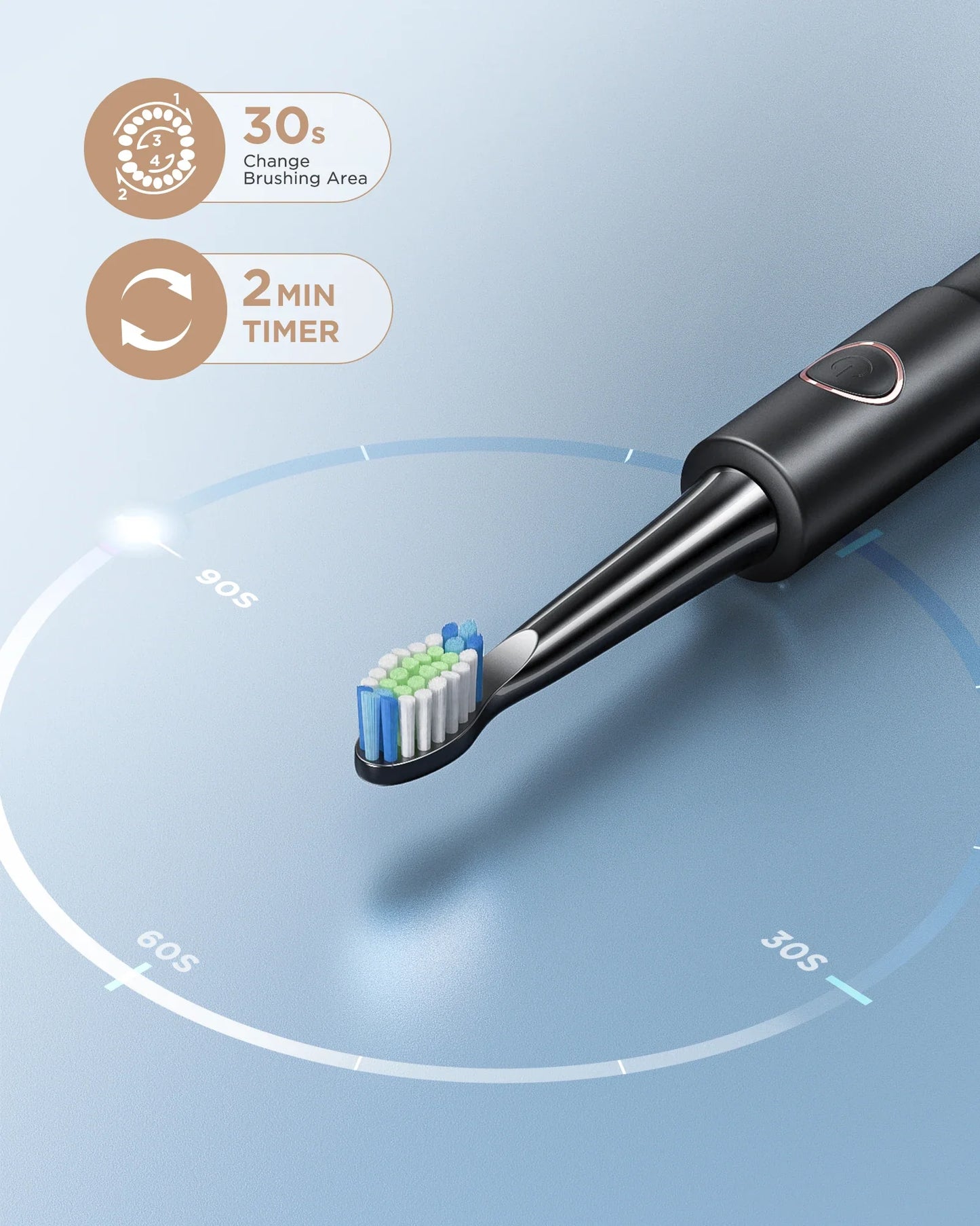 Fairywill Sonic Electric Toothbrush E11 Waterproof USB Charge Rechargeable Electric Toothbrush 8 Brush Replacement Heads Adult