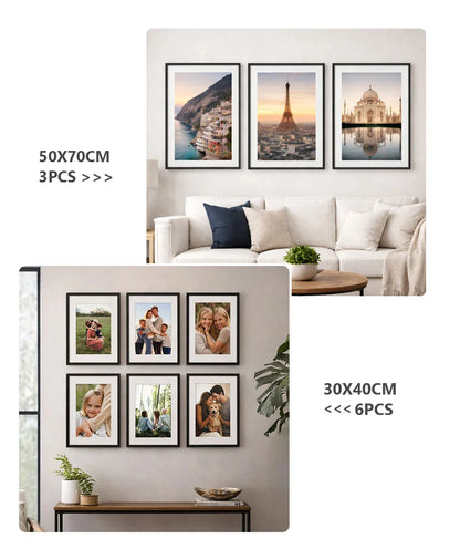 3pcs 30x40 50x70cm Picture Frames Aluminum Modern Photo Frame Black With Mat For Wall Art Mounting Canvas Print Home Decor