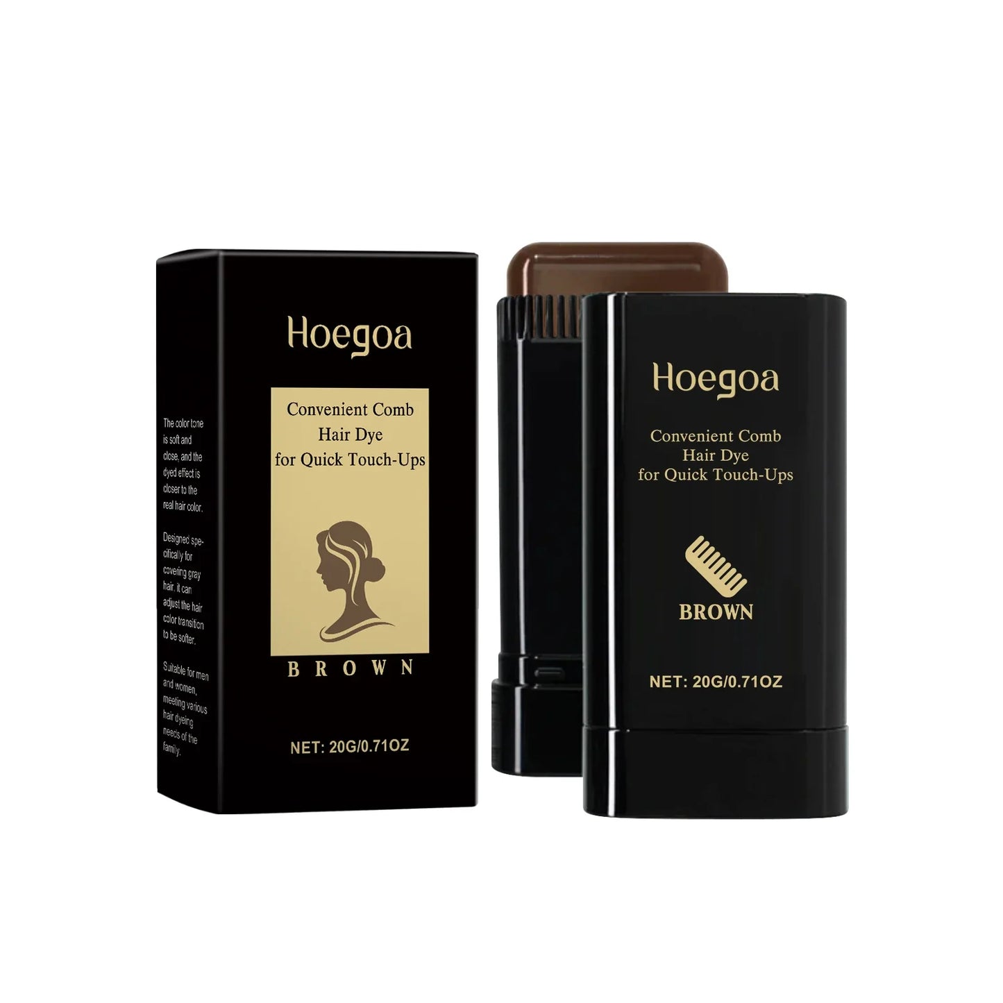 Hoegoa Hair Dyeing Stick Gentle Temporary Coloring Hair Non-irritating Scalp Quick Cover Gray Hairs Convenient Hair Dyeing Stick