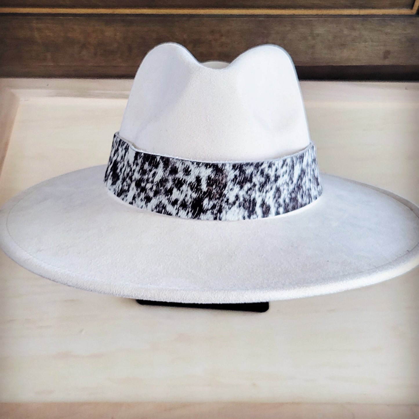 Wide Genuine Hair Hide Black Spotted Hat Band Only 953x