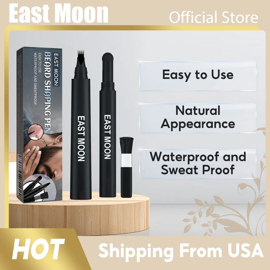 Waterproof Beard Pen Brush Beard Enhancer Lasting Hair Line Cover Repair Moustache Coloring Shaping Tools Beard Filler Pencil