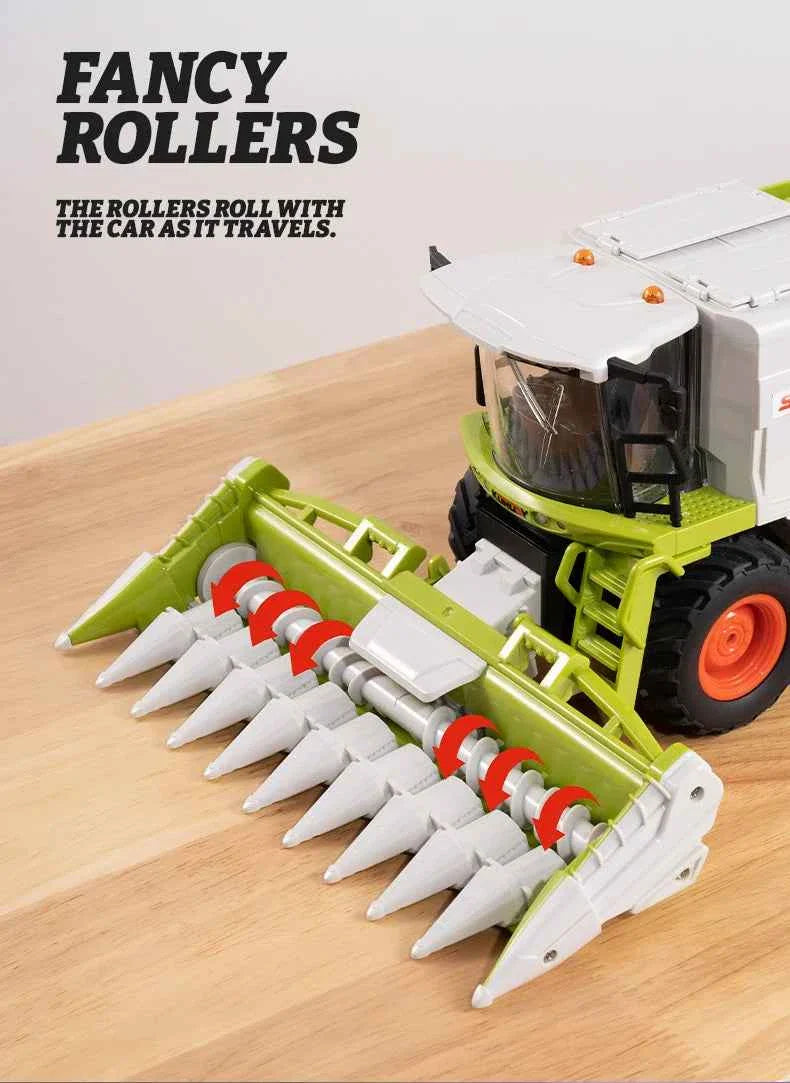 RC Farm Tractor Toy 2.4G Remote Control Combine Harvester Truck with Sounds Lights & Spray 1:24 High Simulation Toddlers Vehicle